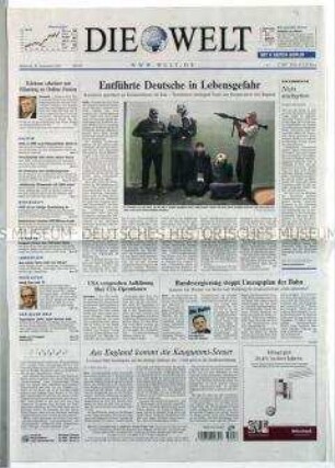 Tageszeitung "Die Welt" zur Entführung einer deutschen Entwicklungshelferin im Irak