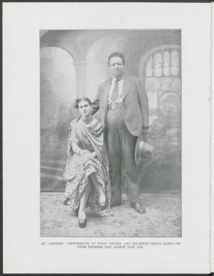 An "artistic" photograph of Diego Rivera and his bride Frieda Kahlo on their wedding day, August 19th, 1929.
