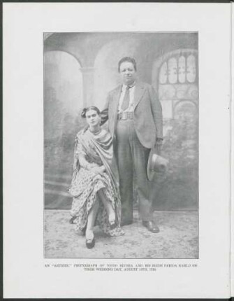 An "artistic" photograph of Diego Rivera and his bride Frieda Kahlo on their wedding day, August 19th, 1929.
