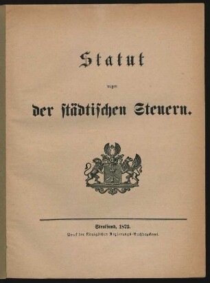 Statut wegen der Städtischen Steuern