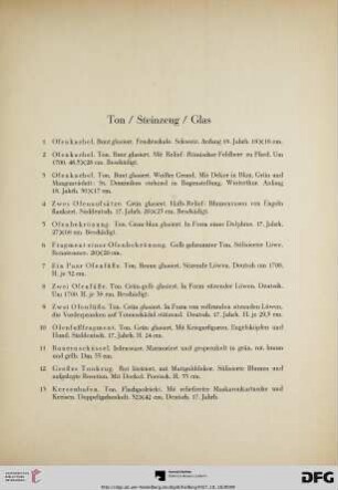 Ton / Steinzeug / Glas (Nr. 1-47)