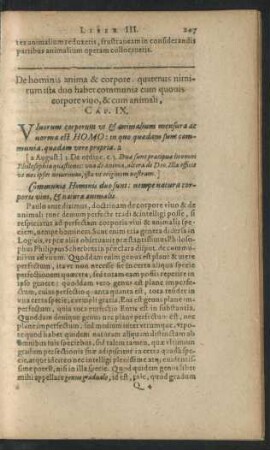 De hominis anima & corpore quatenus nimirum ista duo habet communia cum quovis corpore vivo & cum animali, Cap. IX.
