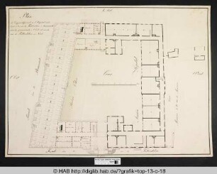 Plan de l'aggrandissement de l'Hopital militaire à la rue de Fallersleben à Brunsvick.