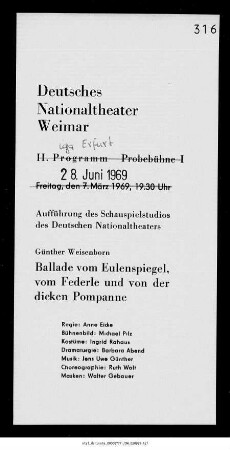 Ballade vom Eulenspiegel, vom Federle und von der dicken Pompanne
