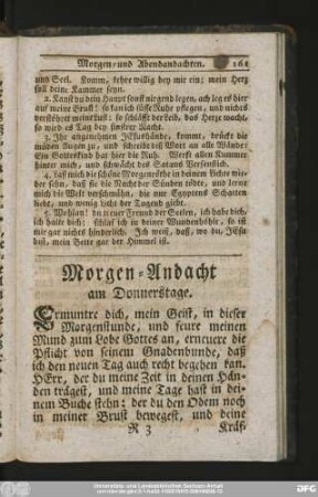 Morgen-Andacht am Donnerstage.