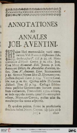 Annotationes ad annales Joh. Aventini