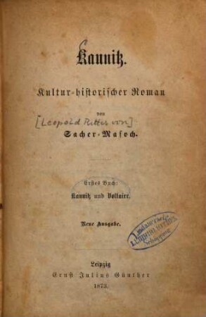 Kaunitz : kultur-historischer Roman, 1. Kaunitz und Voltaire