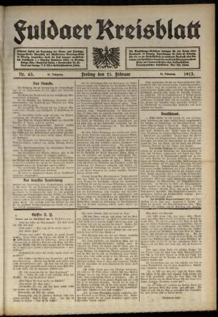 Ausgabe vom Freitag, den 21. Februar 1913.