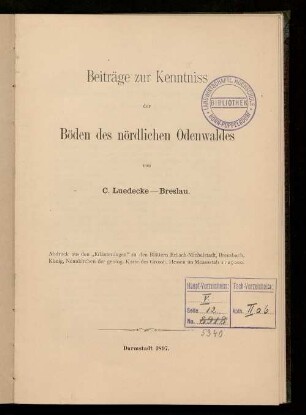 Beiträge zur Kenntniss der Böden des nördlichen Odenwaldes