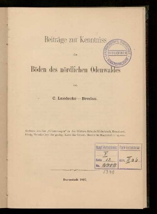 Beiträge zur Kenntniss der Böden des nördlichen Odenwaldes