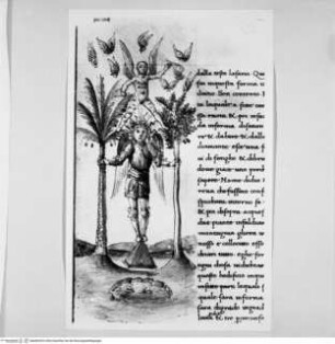 Trattato di Architettura - Codex Valencianus, Buchseite mit Allegorie der Tugend (18. Buch)