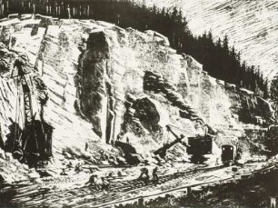 Steinbruch am Hirschknochen (Sosa-Cranzahl). Illustration aus der Folge 'Volksbau Sosa'