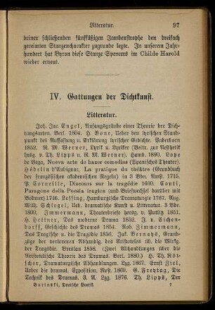 IV. Gattungen der Dichtkunst