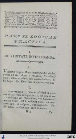 Pars II. Logicae Practica.