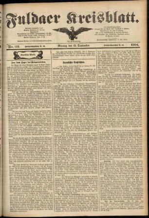 Zweite Ausgabe vom Montag, den 19. September 1904.
