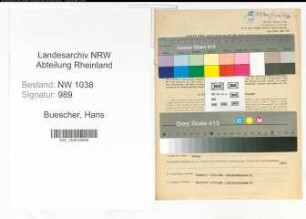 Entnazifizierung Hans Buescher , geb. 03.06.1888 (Maler)
