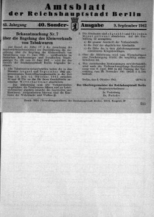 40. Sonder-Ausgabe, 9. September 1942