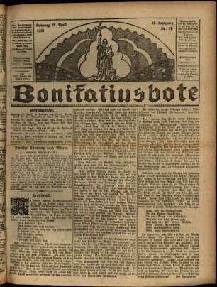 Erste Ausgabe vom Sonntag, den 26. April 1925.