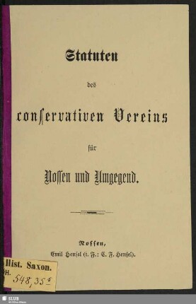 Statuten des conservativen Vereins für Nossen und Umgegend
