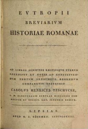 Evtropii Breviarivm Historiae Romanae