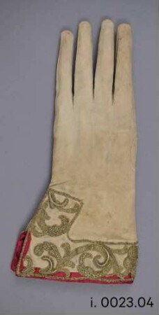 Handschuh links / Staatskleid bestehend aus Rock, Hose, Paar Handschuhe