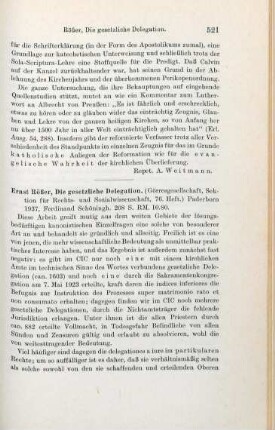 521-522 [Rezension] Rösser, Ernst, Die gesetzliche Delegation