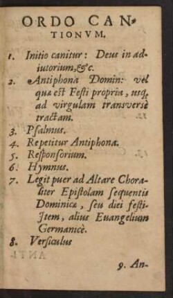 Ordo Cantionum.