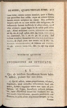Membrvm Qvintvm De Svccessione Ab Intestato
