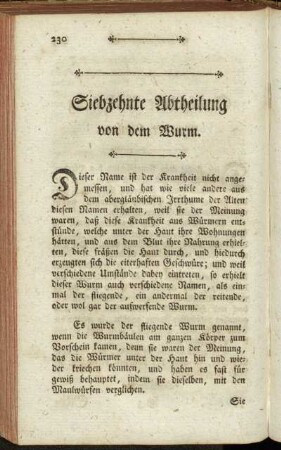 Siebzehnte Abtheilung von dem Wurm.