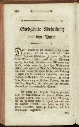 Siebzehnte Abtheilung von dem Wurm.
