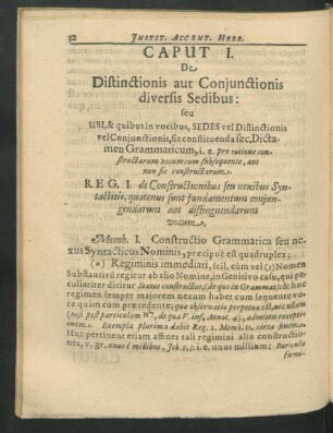 Caput I. De Distinctionis aut Coniunctionis diversis Sedibus ...
