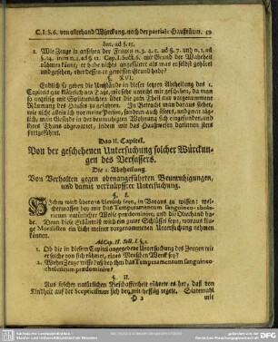 Das II. Capitel. Von der geschehenen Untersuchung solcher Würckungen des Verfassers