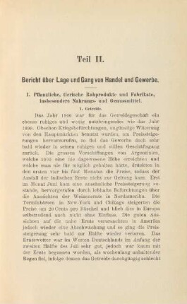 I. Pflanzliche, tierische Rohprodukte und Fabrikate, insbesondere Nahrungs- und Genussmittel.