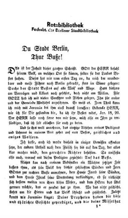 Du Stadt Berlin, Thue Buße!
