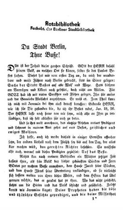 Du Stadt Berlin, Thue Buße!