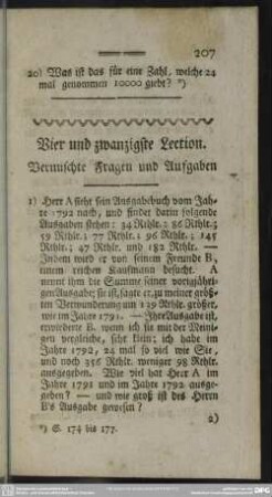 Vier und zwanzigste Lection. Vermischte Fragen und Aufgaben