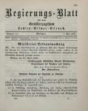 46. Ministerial-Bekanntmachung, Aenderungen des Statuts des Sparkassevereins zu Ilmenau betreffend