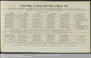 Tagesordnung der Königl. Landesschule zu Meissen 1848