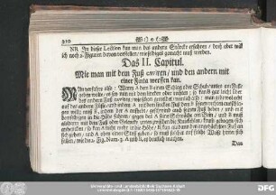 Das II. Capitul. Wie man mit dem Fuß caviren, und den andern mit einer Finta werffen kan.