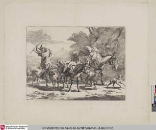 [Der Hirt treibt die Herde vor sich her; Herd driving the flock]