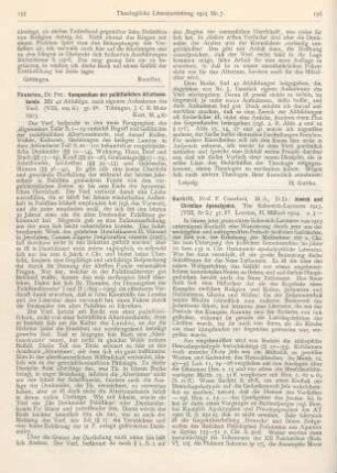 156-157 [Rezension] Burkitt, F. Crawford, Jewish and Christian Apocalypses. The Schweich-Lectures 1913
