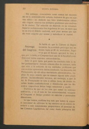 Prórroga del Congreso.