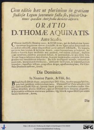 Oratio D. Thomae Aquinatis.