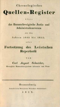 ... aus den Jahren 1805 bis 1833; oder Fortsetzung des Leistschen Repertorii