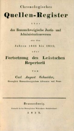 ... aus den Jahren 1805 bis 1833; oder Fortsetzung des Leistschen Repertorii