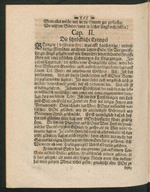 Cap. II. Die schröckliche Exempel