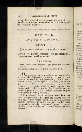 16-35, Caput II. De primi Symboli articulo.