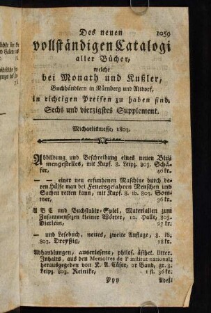 1059-2047, Michaelismesse, 1803.