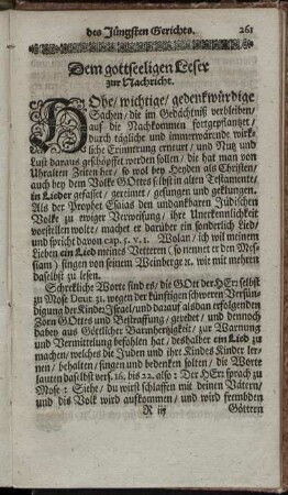 Dem gottseeligen Leser zur Nachricht.