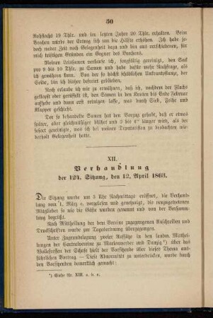 XII. Verhandlung der 124. Sitzung, den 12. April 1863